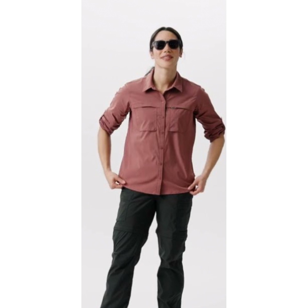 REI Co-op Sahara Long Sleeve Button Down Hiking Shirt Mahogany Red Brown Large